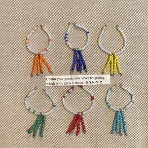 Wine Glass Markers - Set of 6 Beaded Multi Color - NWT